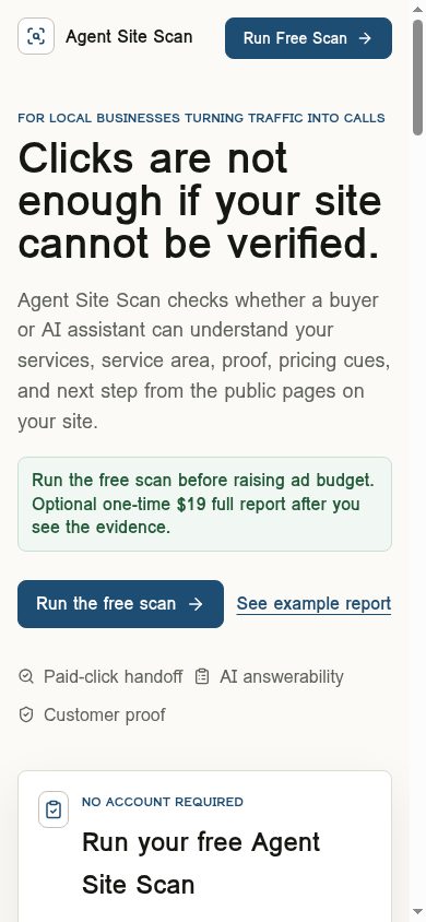 Rendered mobile screenshot of Homepage