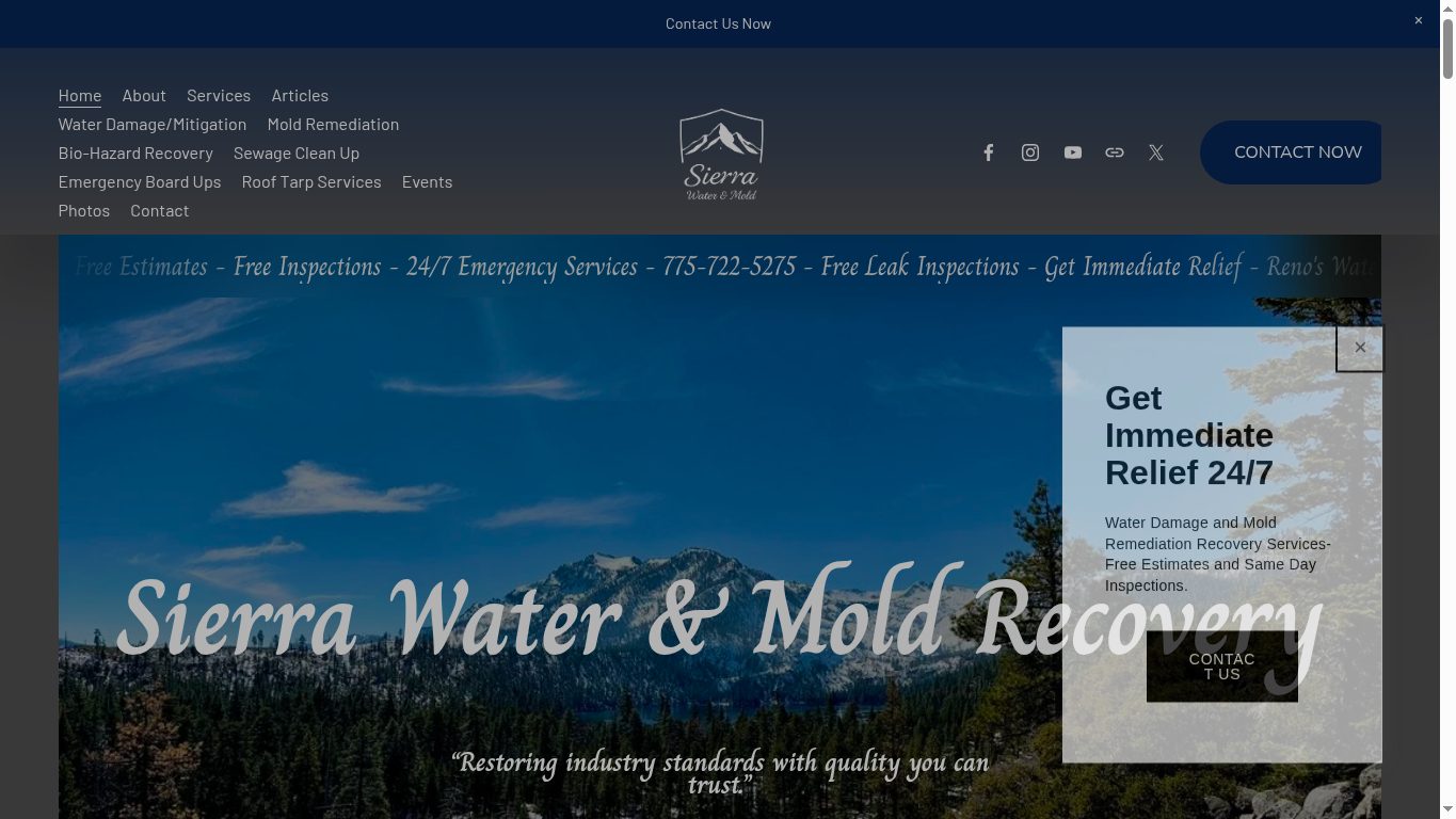 Rendered screenshot captured from Sierra Water & Mold Recovery
